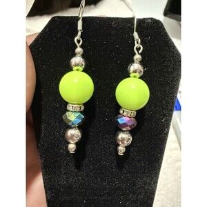 Redesigned Jewelry Vintage Beads-Dangle Earrings. Glows, Nickel Free